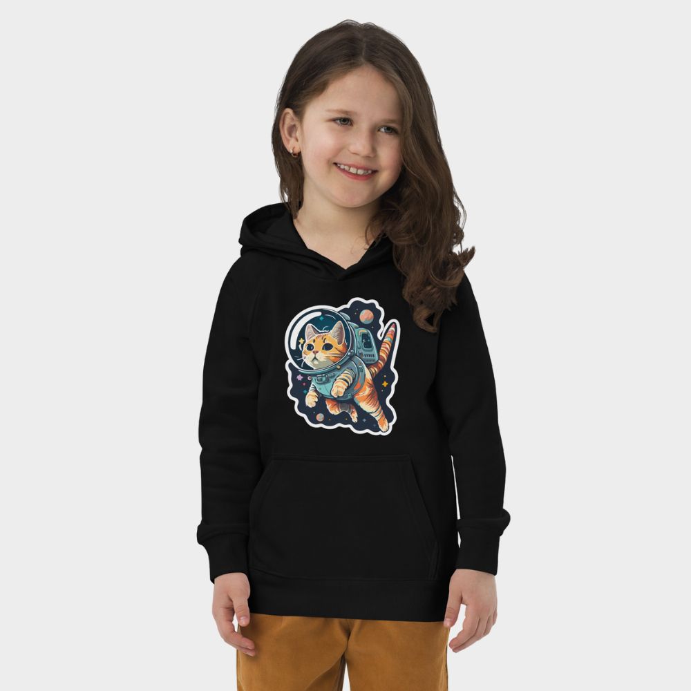 LouVoyage - Hoodie Girls - Cat Space - Black & Gray - 4/12Y