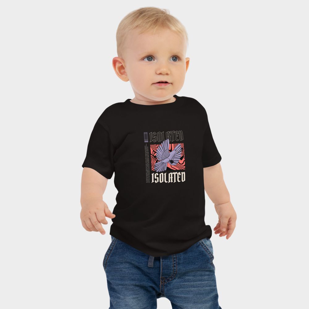 LouVoyage - T-shirt Baby - Isolated Bird - Black - 6/24M