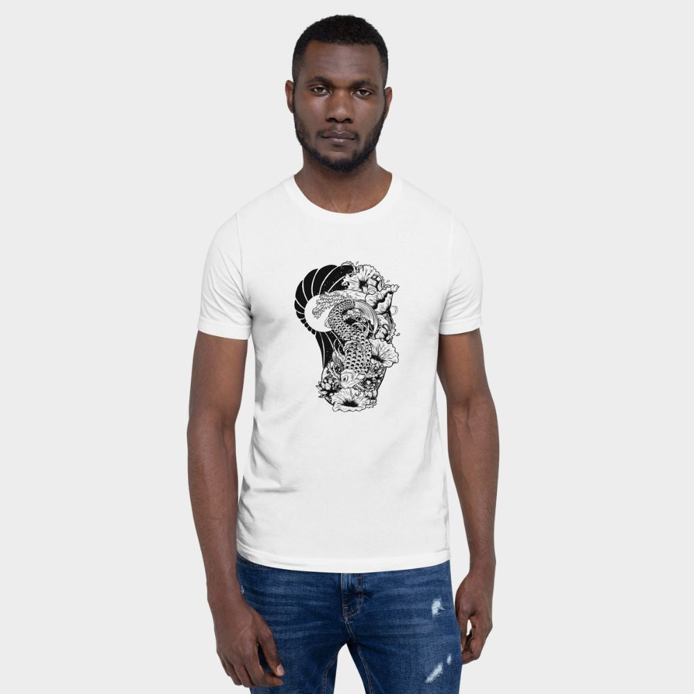 LouVoyage - T-shirt Men - Carp Drawing - White - XS/3XL