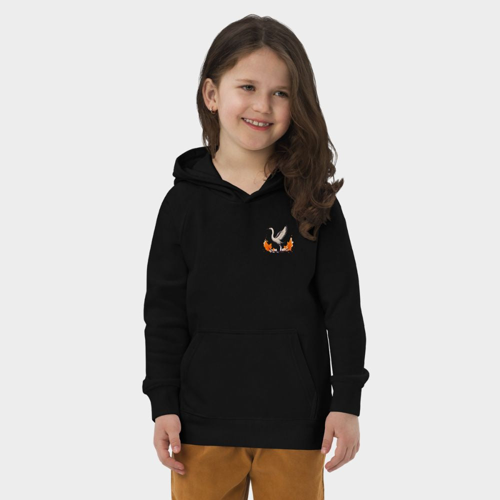 LouVoyage - Hoodie Girls - Japanese Crane Tattoo - Black & Gray - 4/12Y