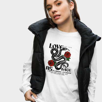 LouVoyage - Long Sleeve T-shirt Women - Love Snake - White - XS/2XL