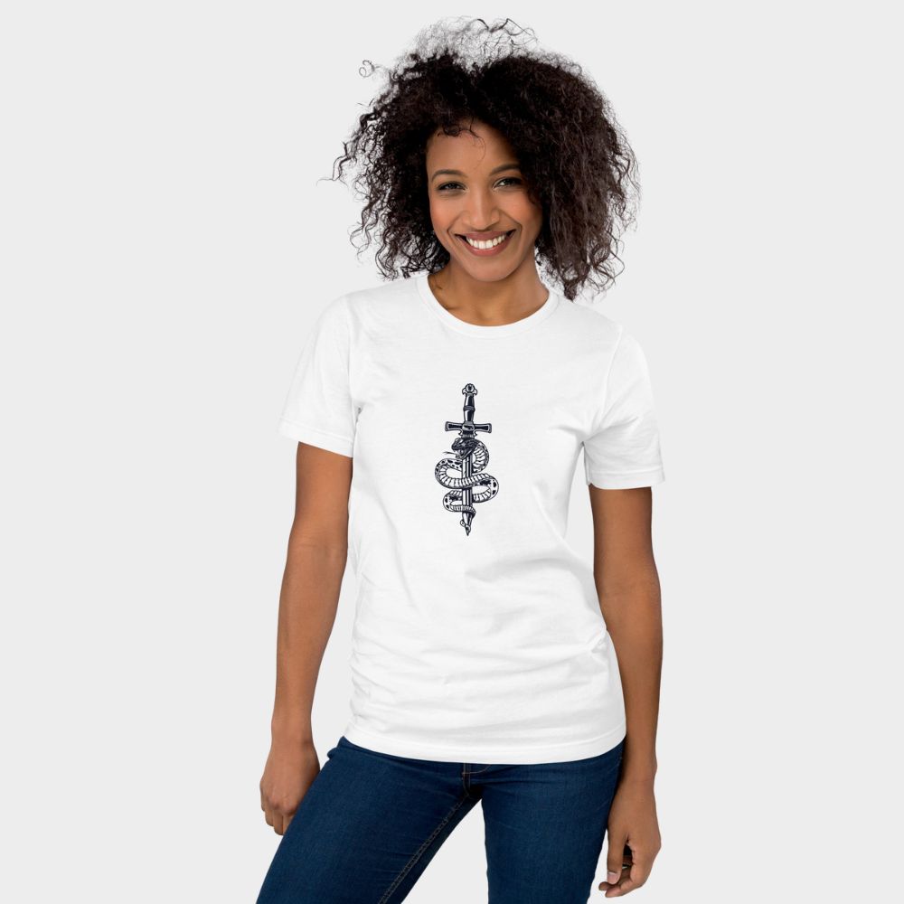 LouVoyage - T-shirt Women - Snake Memories - White & Gray - XS/3XL