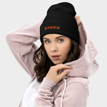 LouVoyage - Beanie Women - Embroidery - Ramen - Black & White & Gray