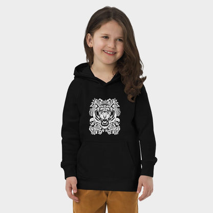 LouVoyage - Hoodie Girls - Tiger of the Shadow - Black & Gray - 4/12Y