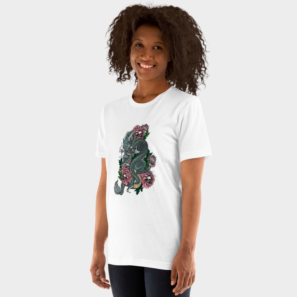 LouVoyage - T-shirt Women - Dragon Illsutration - White - XS/3XL