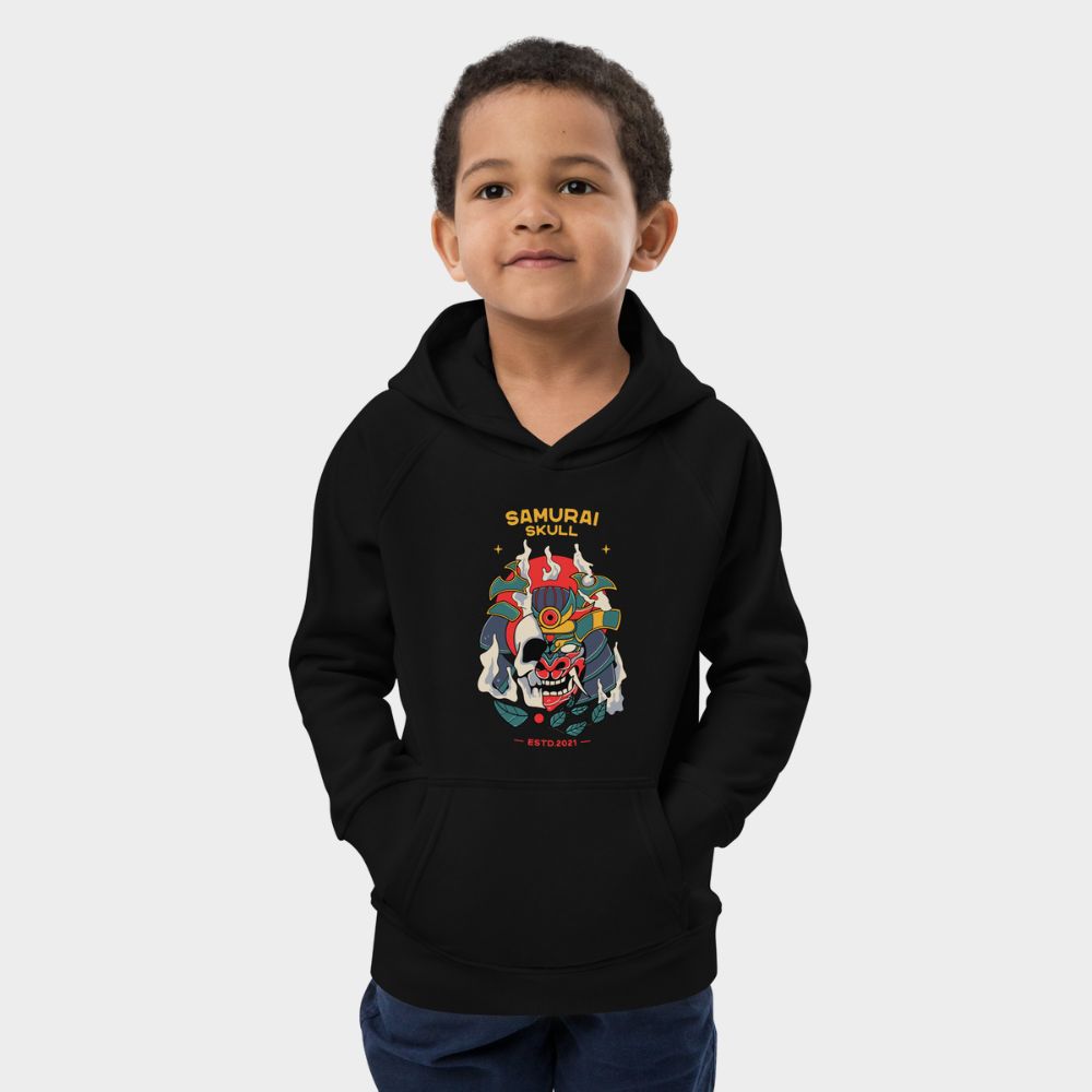 LouVoyage - Hoodie Boys - Samurai Skull - Black & Gray - 4/12Y