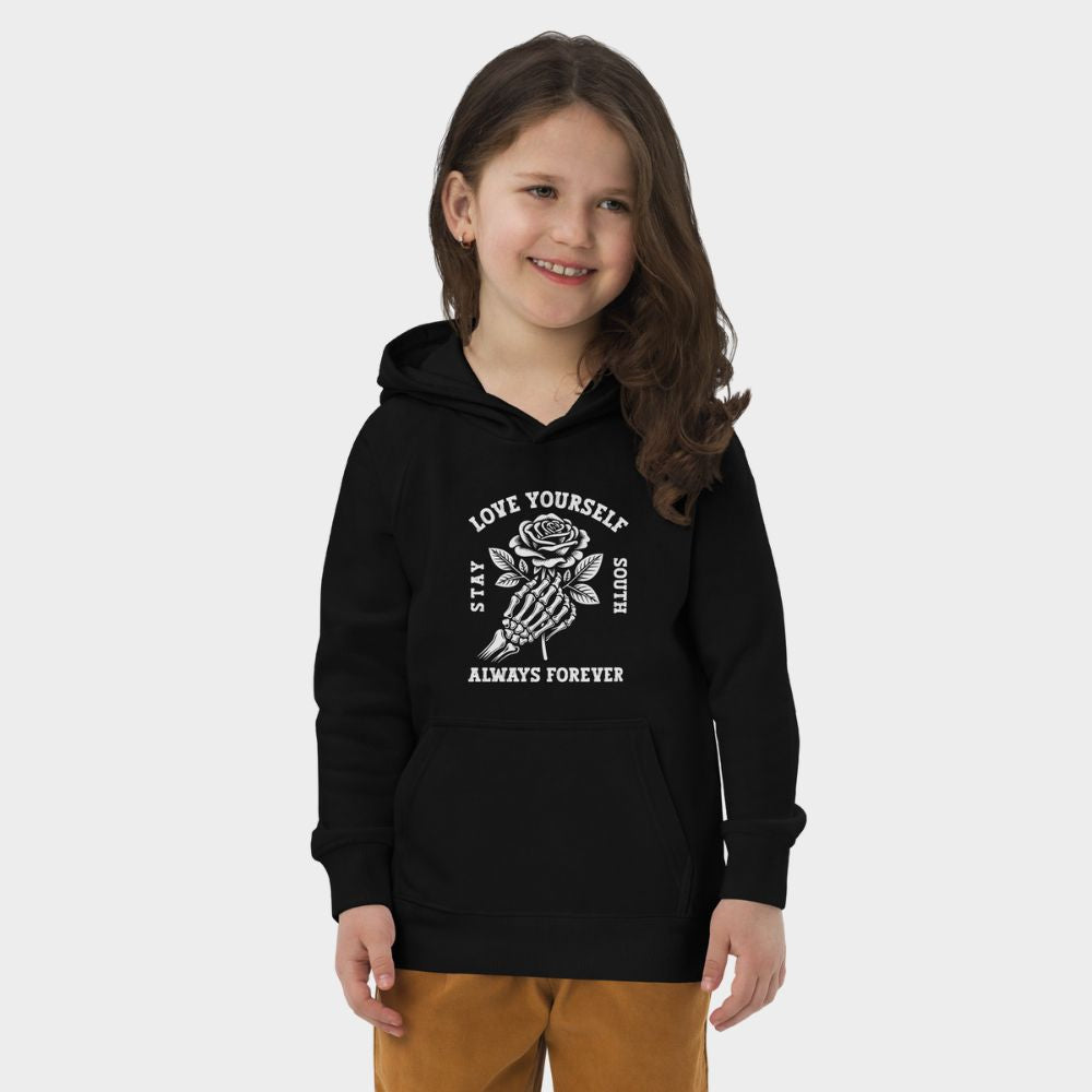 LouVoyage - Hoodie Girls - Love Yourself - Black & Gray - 4/12Y