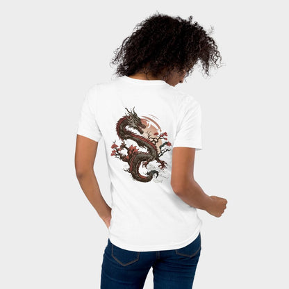 LouVoyage - T-shirt Women - Dragon Tattoo - White & Gray - XS/3XL