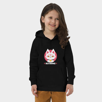 LouVoyage - Hoodie Girls - Kawaii Kitsune - Black & Gray - 4/12Y