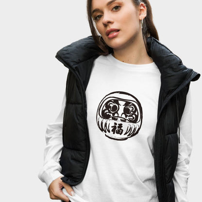 LouVoyage - Long Sleeve T-shirt Women - Daruma - White - XS/2XL