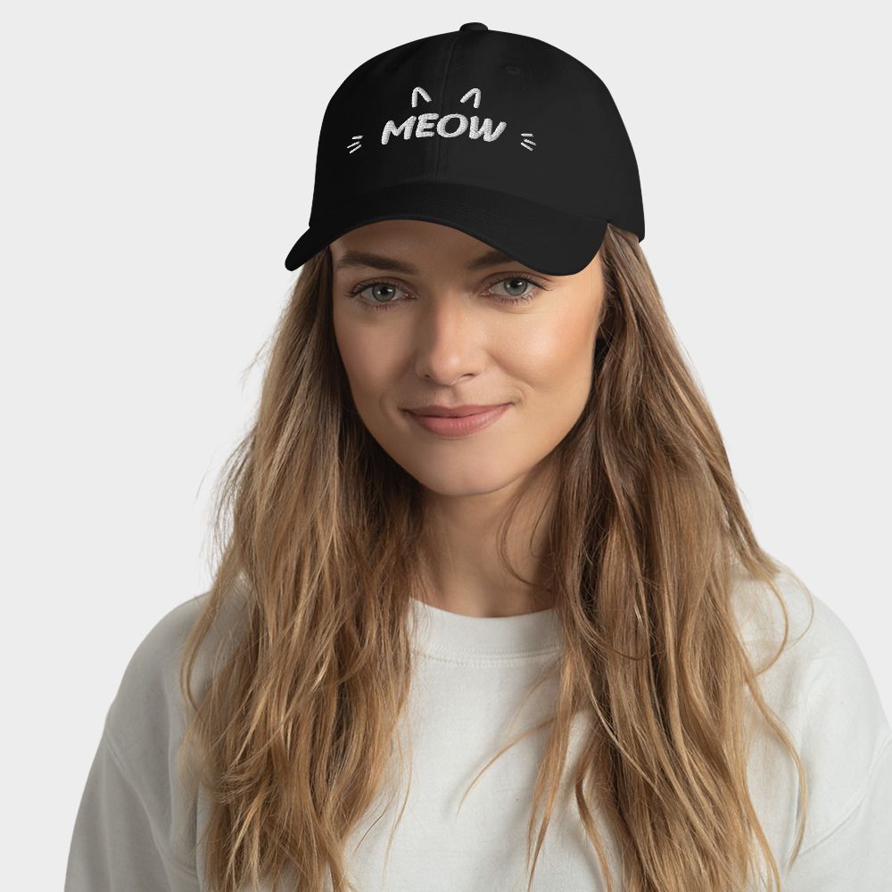 LouVoyage - Cap Women - Embroidery - Meow - Black