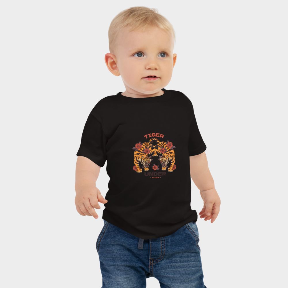 LouVoyage - T-shirt Baby - Tiger Spirit - Black & White - 6/24M