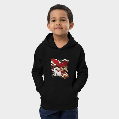 LouVoyage - Hoodie Boys - Japanese Phoenix - Black & Gray - 4/12Y