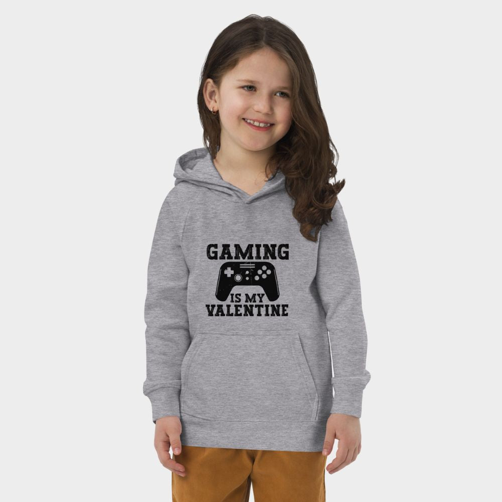 LouVoyage - Hoodie Girls - Gaming is my Valentine - Gray - 4/12Y