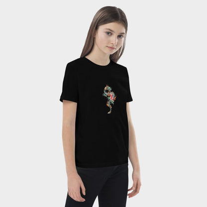 LouVoyage - T-shirt Girls - Dragon Fashion - Black & White & Blue - 3/13Y