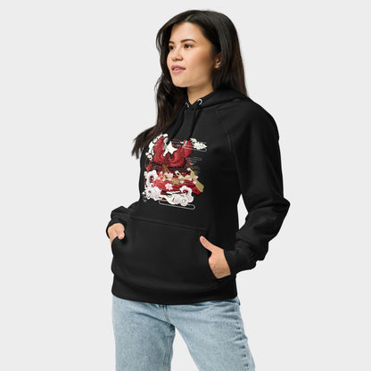 LouVoyage - Hoodie Women - Phoenix Illustration - Black - XS/3XL