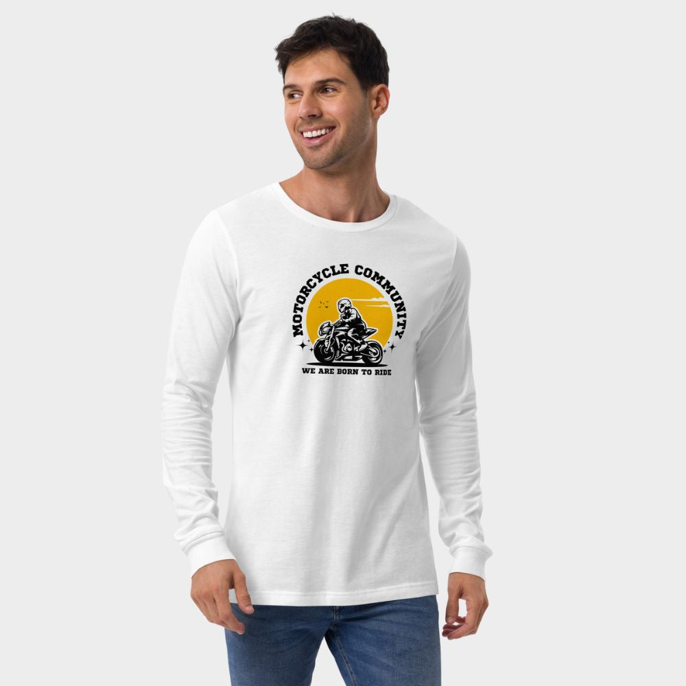 LouVoyage - Long Sleeve T-shirt Men - Motorcycle Community - White - XS/2XL