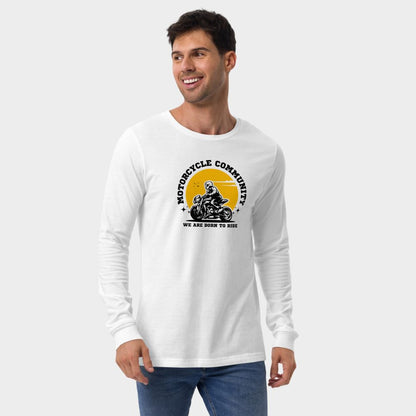 LouVoyage - Long Sleeve T-shirt Men - Motorcycle Community - White - XS/2XL