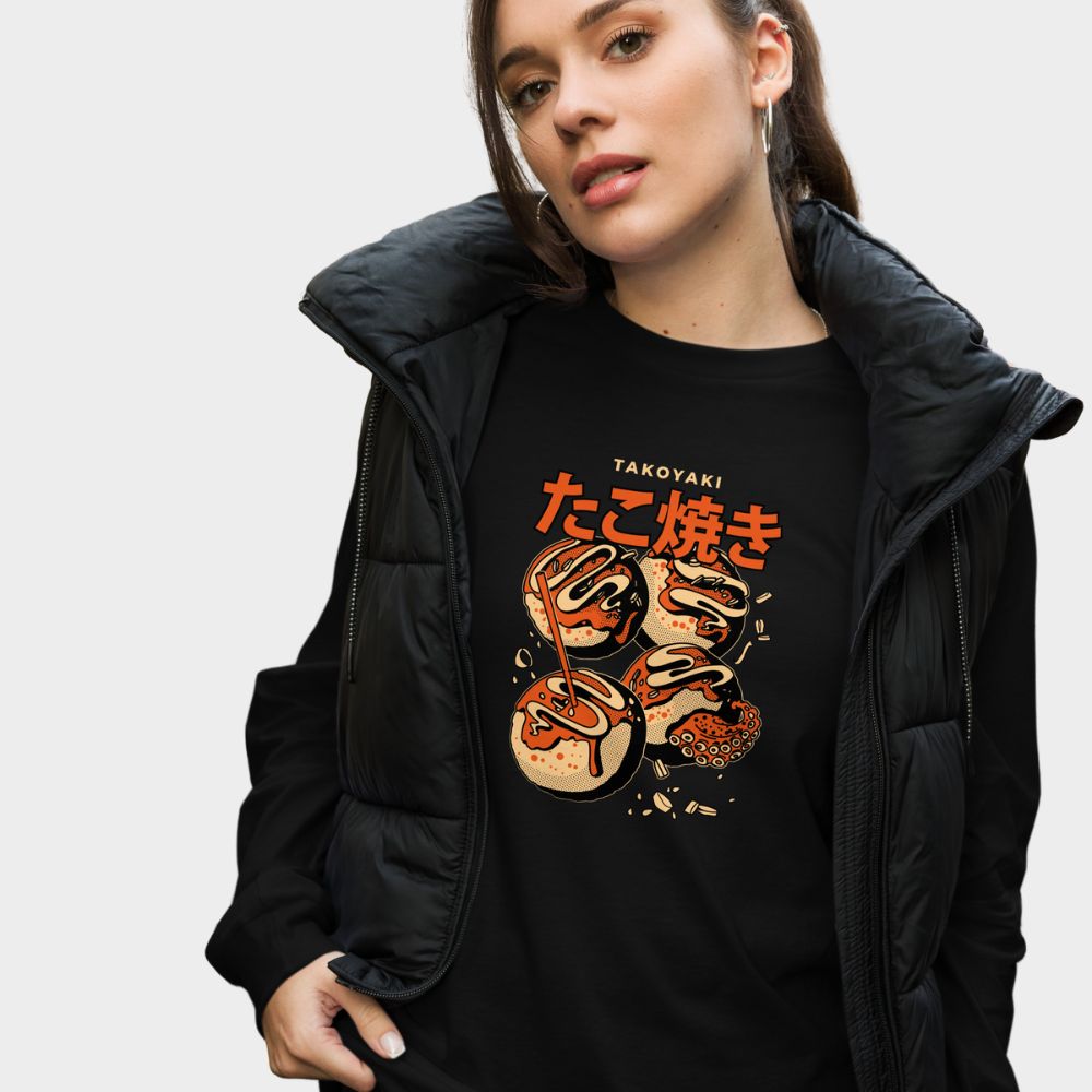 LouVoyage - Long Sleeve T-shirt Women - Takoyaki - Black - XS/2XL