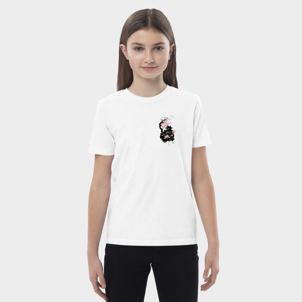 LouVoyage - T-shirt Girls - Japanese Temple Tattoo - White - 3/13Y