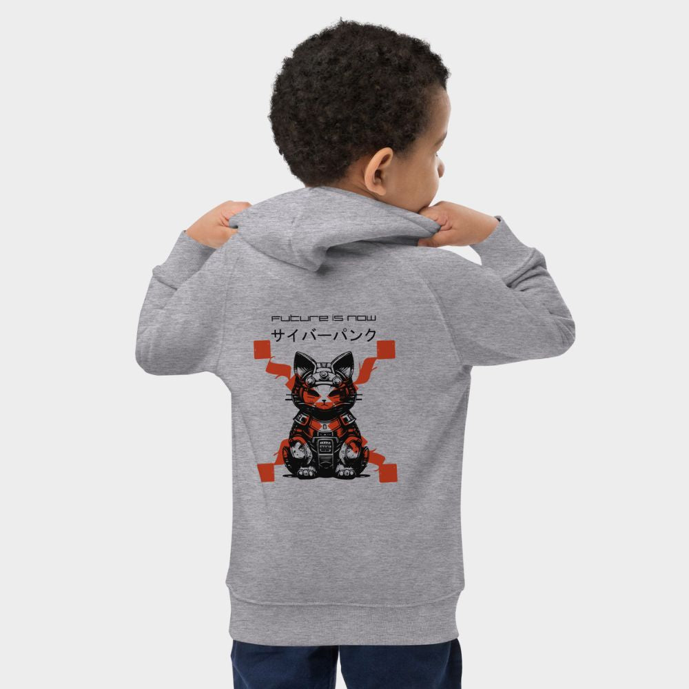 LouVoyage - Hoodie Boys - Cyber Cat - Gray - 4/12Y