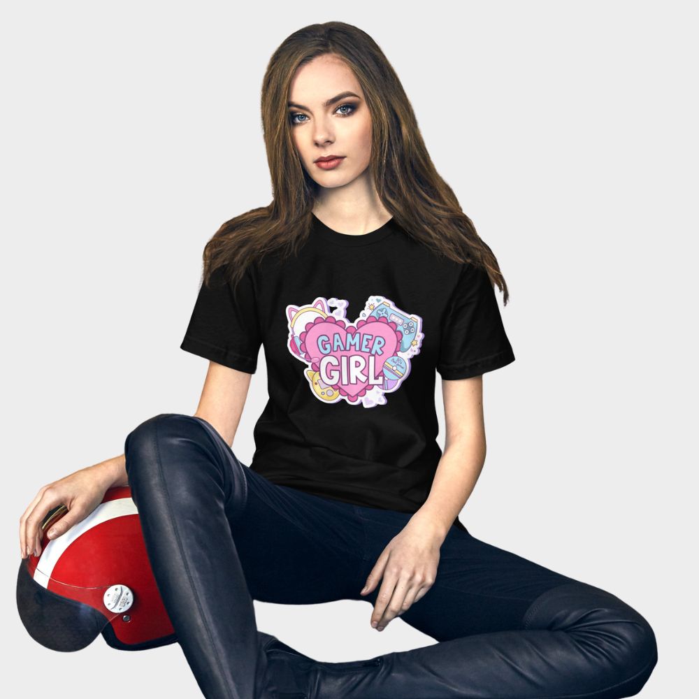 LouVoyage - T-shirt Women - Gamer Girl - Black - XS/3XL