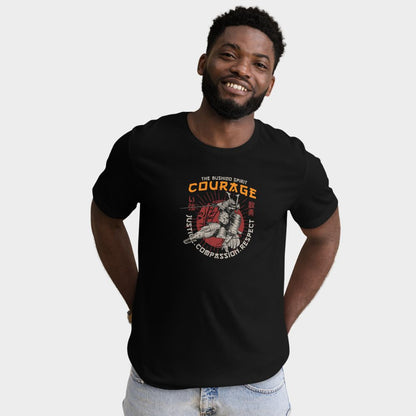 LouVoyage - T-shirt Men - Samurai's Courage - Black & White - XS/3XL