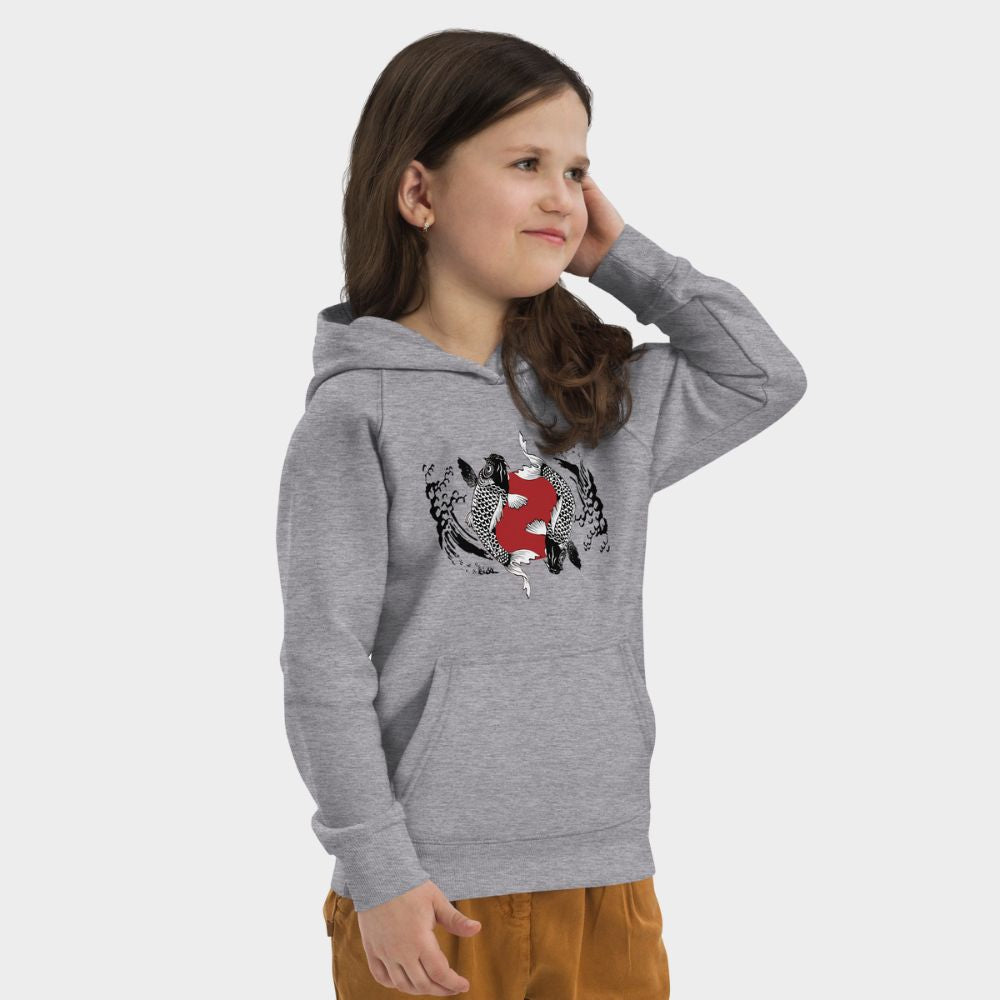 LouVoyage - Hoodie Girls - Japanese Koi Carp - Gray - 4/12Y