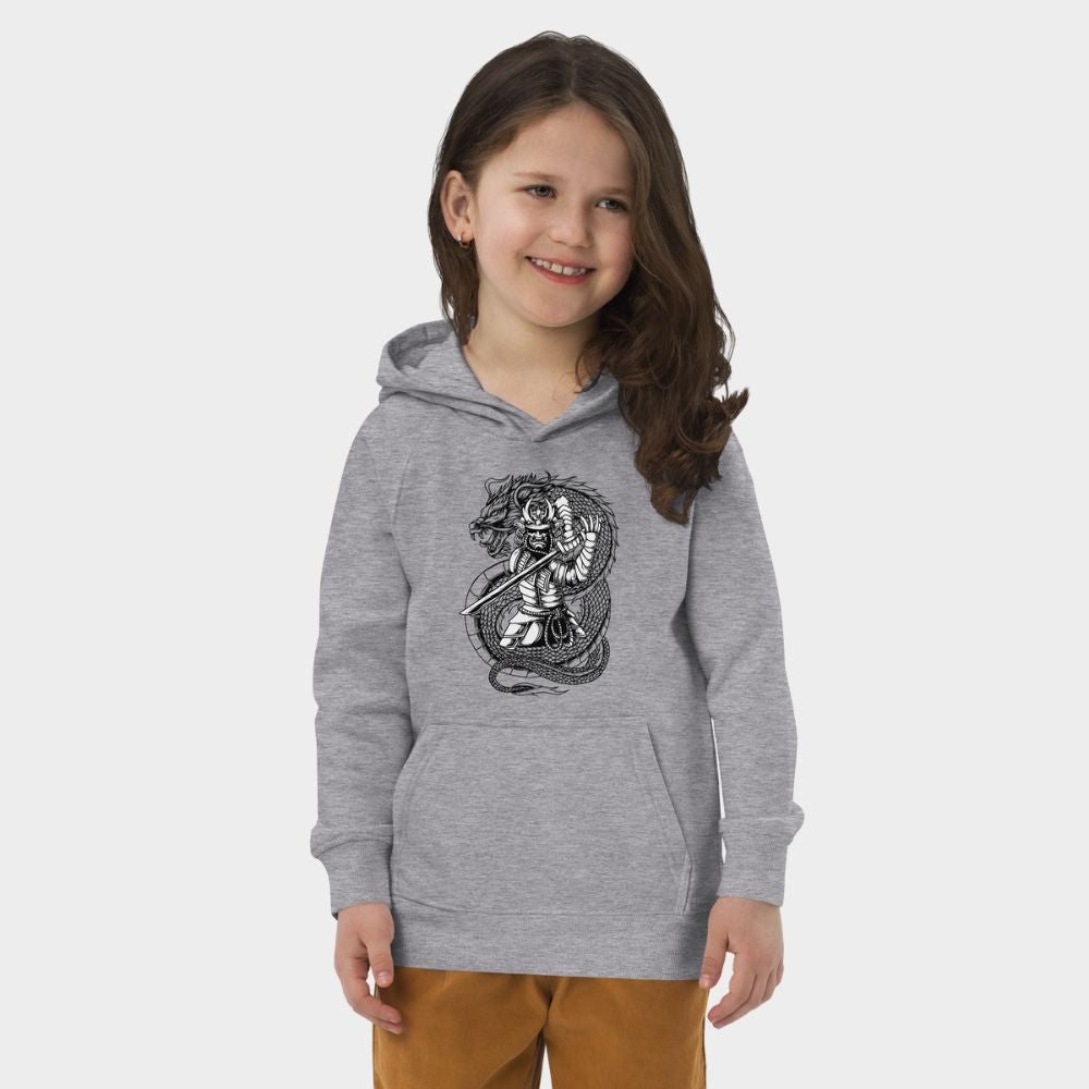 LouVoyage - Hoodie Girls - Draconic Samurai Tattoo - Gray - 4/12Y