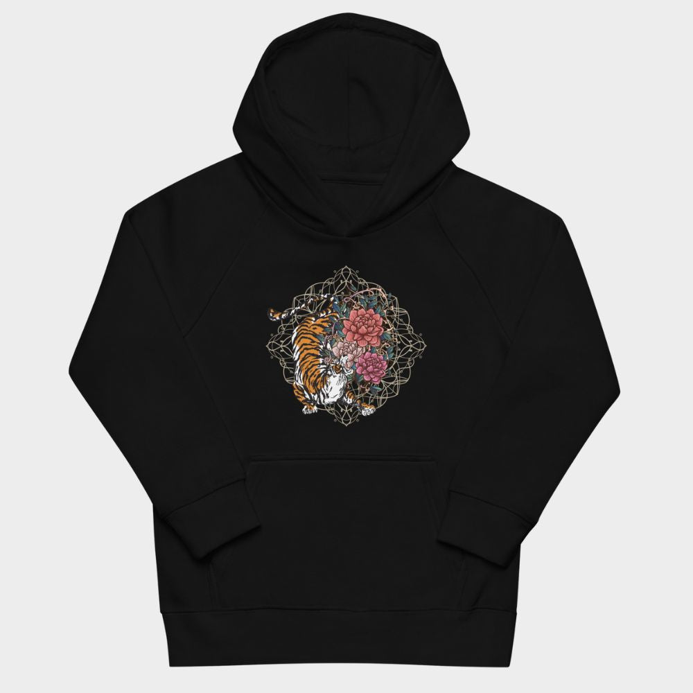 LouVoyage - Hoodie Girls - Japanese Tiger & Flower - Black - 4/12Y