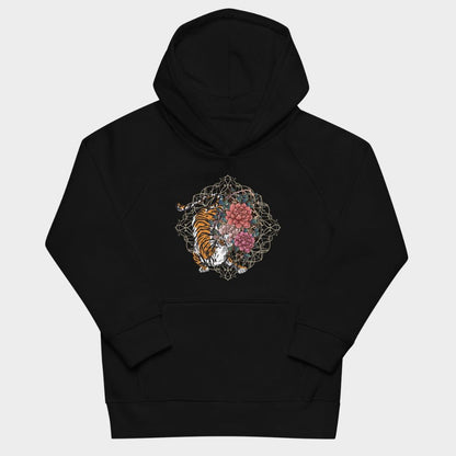 LouVoyage - Hoodie Girls - Japanese Tiger & Flower - Black - 4/12Y