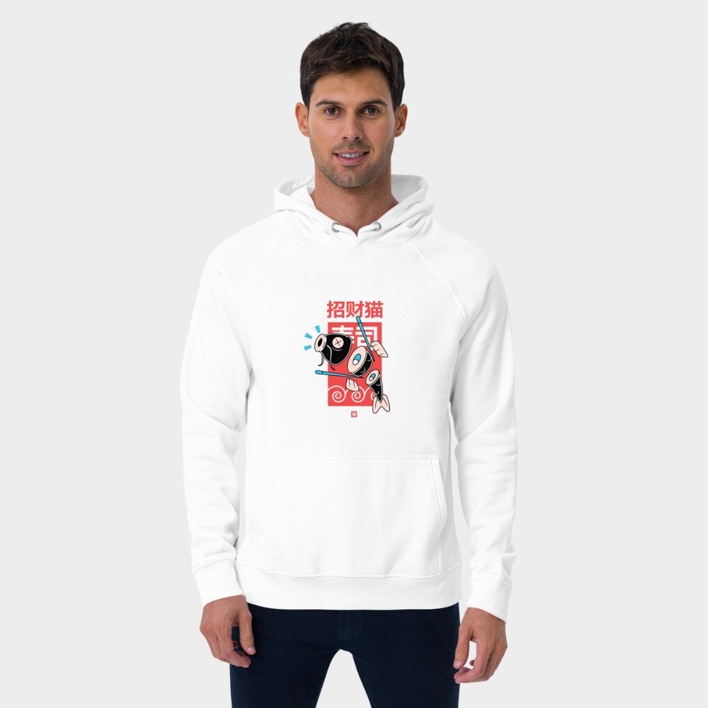 LouVoyage - Hoodie Men - Sushi & Fish - White - XS/3XL