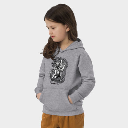 LouVoyage - Hoodie Girls - Draconic Samurai Tattoo - Gray - 4/12Y