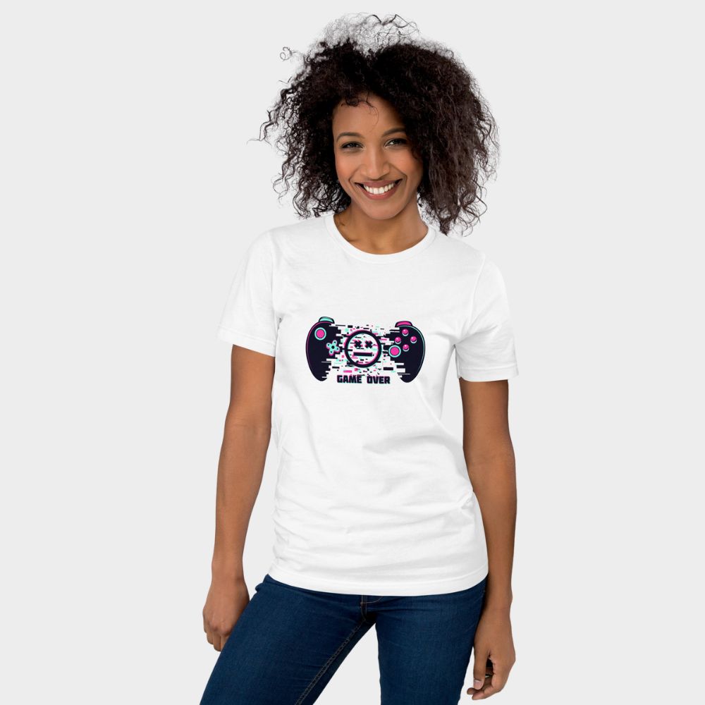 LouVoyage - T-shirt Women - Game Over - White & Gray - XS/3XL