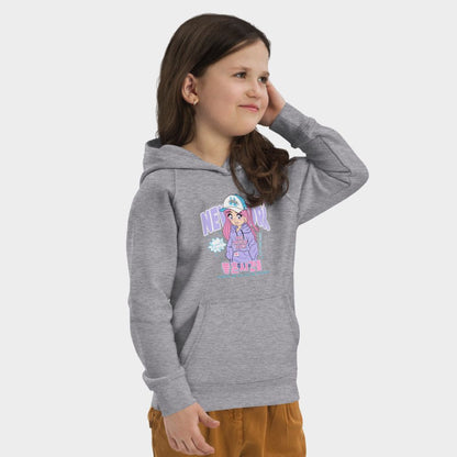 LouVoyage - Hoodie Girls - Kawaii NY - Black & Gray - 4/12Y