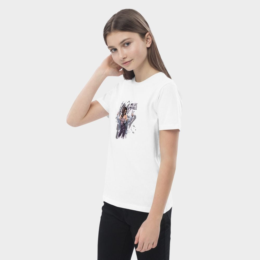 LouVoyage - T-shirt Girls - My Life My Rules - White - 3/13Y