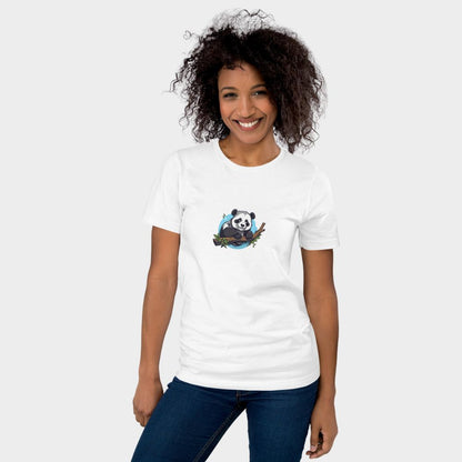 LouVoyage - T-shirt Women - Cute Panda - Black & White & Gray - XS/3XL