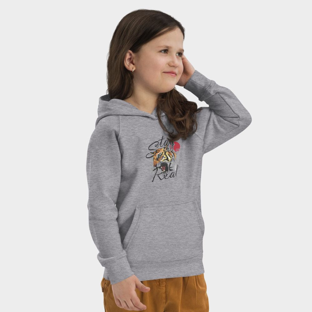 LouVoyage - Hoodie Girls - Tiger Stay Real - Gray - 4/12Y