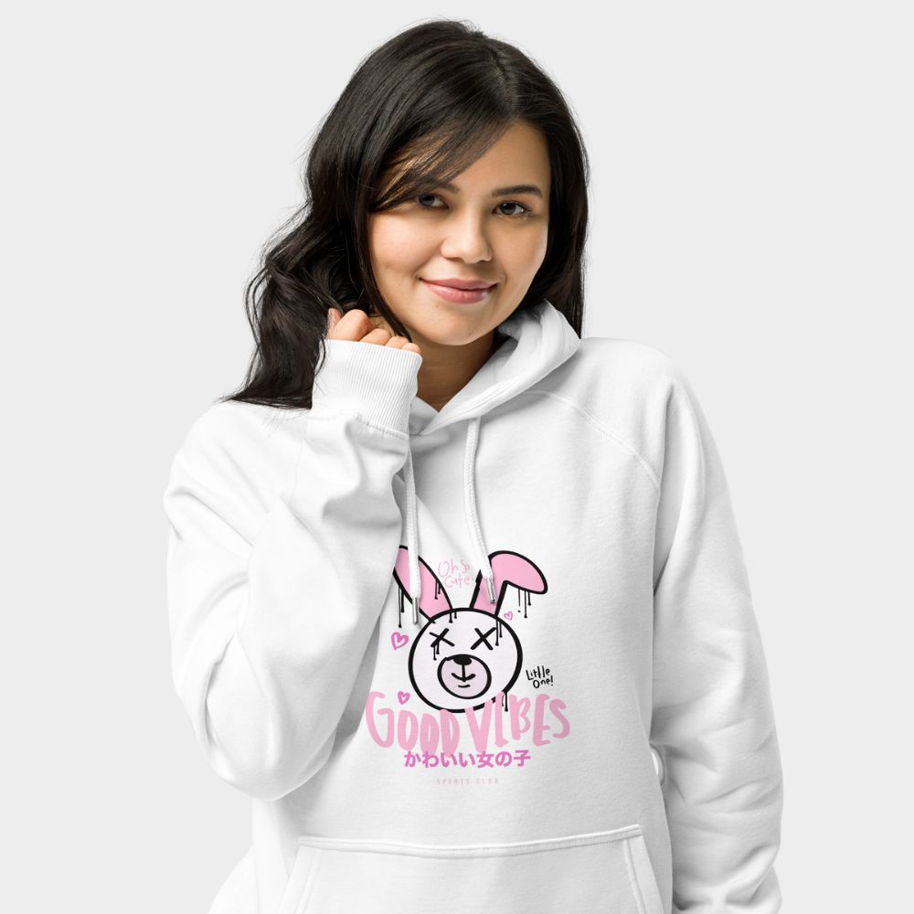 LouVoyage - Hoodie Women - Rabbit in Good Vibes - Black & White - XS/3XL