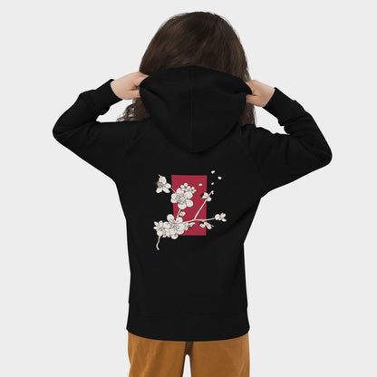 LouVoyage - Hoodie Girls - Japanese Crane Style - Black & Gray - 4/12Y