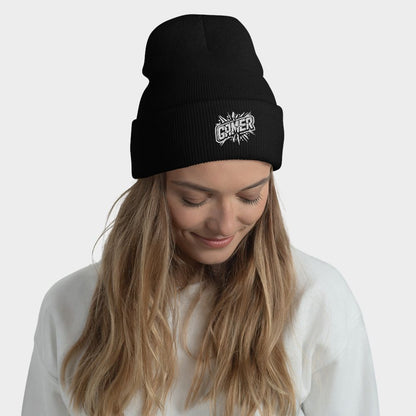 LouVoyage - Beanie Women - Embroidery - Gamer - Black