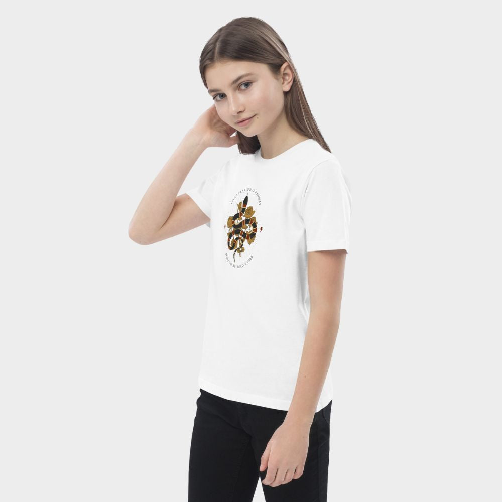 LouVoyage - T-shirt Girls - Snake of the Night - White - 3/13Y