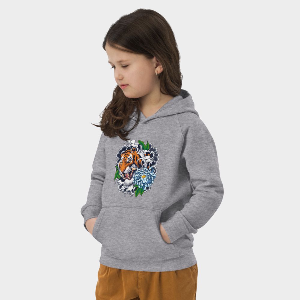 LouVoyage - Hoodie Girls - Tiger Illustration - Gray - 4/12Y