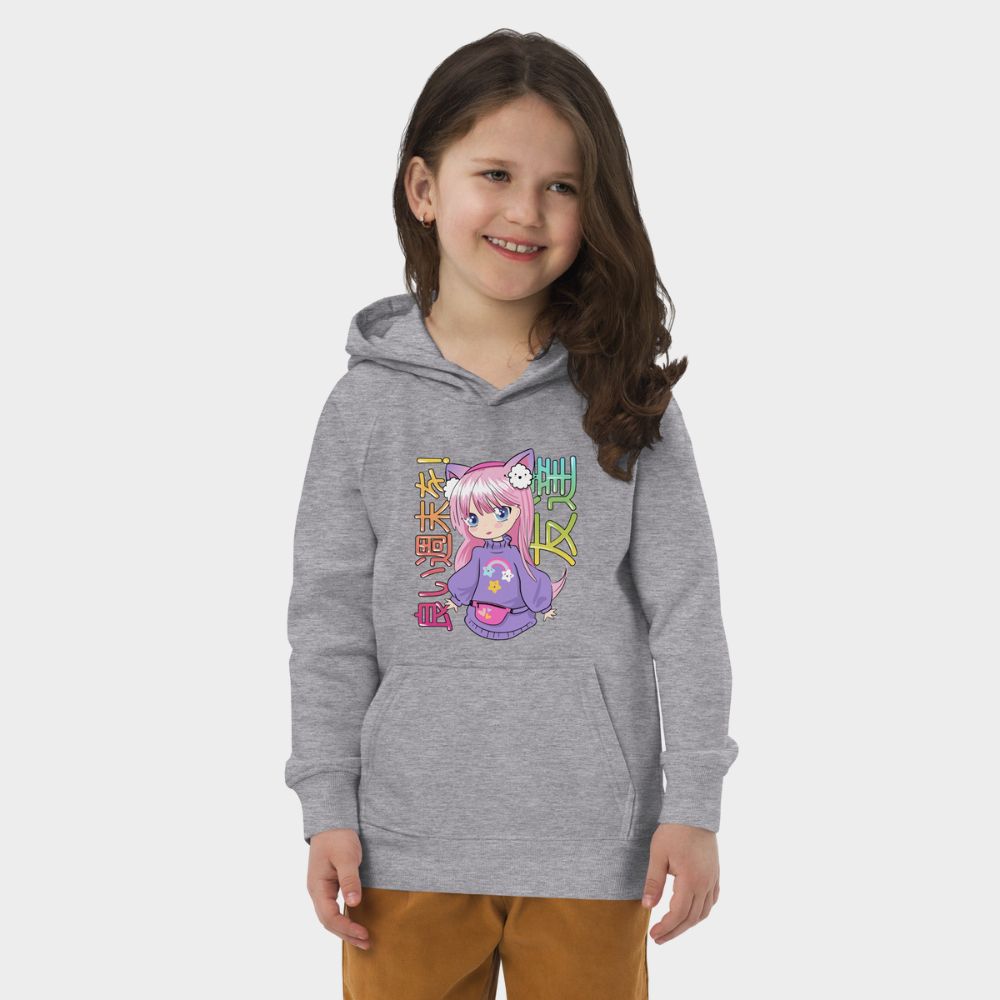 LouVoyage - Hoodie Girls - Kawaii Anime - Black & Gray - 4/12Y