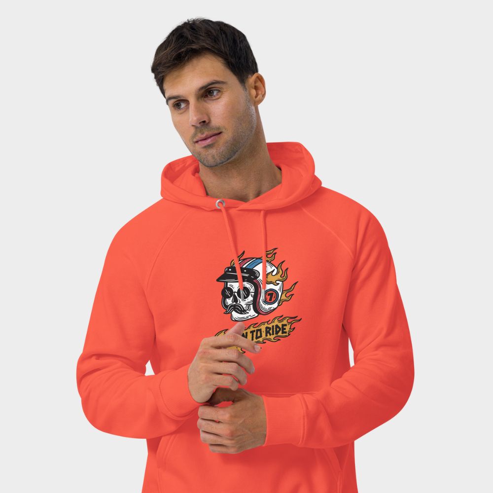 LouVoyage - Hoodie Men - Born to Ride - White & Orange - XS/3XL