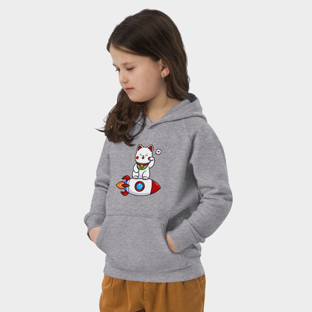 LouVoyage - Hoodie Girls - Kawaii Cat - Black & Gray - 4/12Y