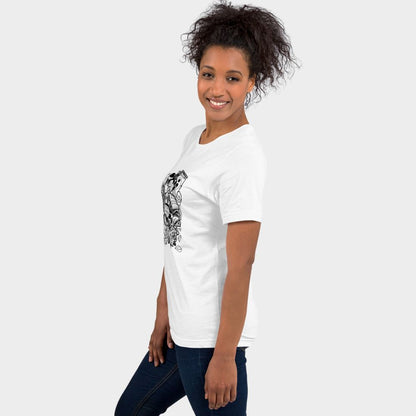 LouVoyage - T-shirt Women - Japanese Warrior - White & Gray - XS/3XL