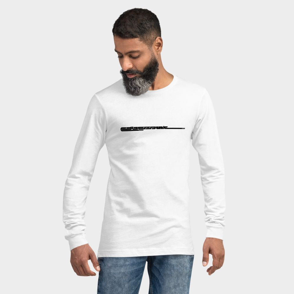 LouVoyage - Long Sleeve T-shirt Men - Cyberpunk - White - XS/2XL