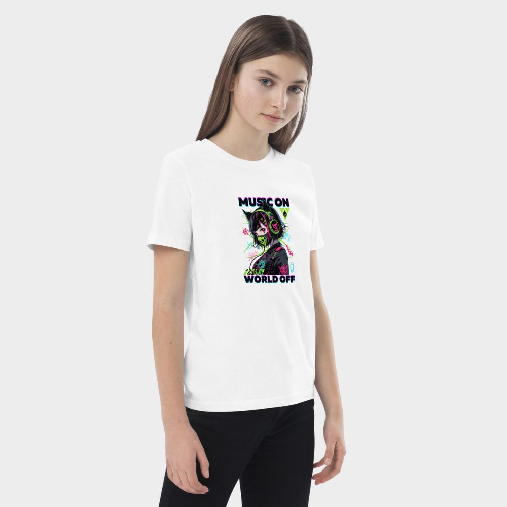 LouVoyage - T-shirt Girls - Cyber Anime Girl - White - 3/13Y