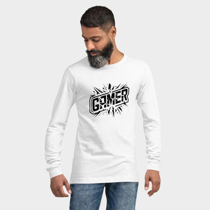 LouVoyage - Long Sleeve T-shirt Men - Gamer Cobra - White - XS/2XL